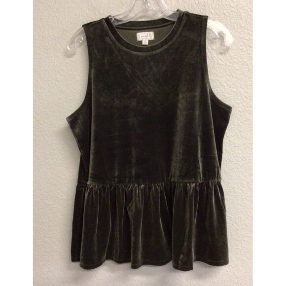 Mudpie Baby Doll Tiered Tank Velvet Top Green Women’s Medium Peasant Boho - Picture 1 of 9